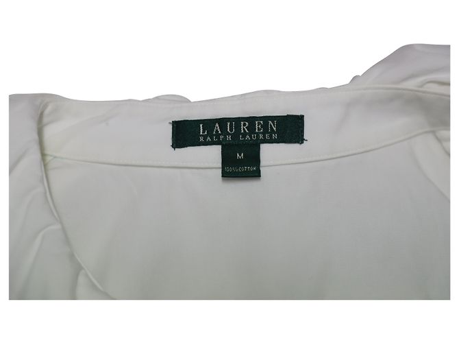 Autre Marque Lauren Ralph Lauren Blusa com babados em algodão branco - vista 7