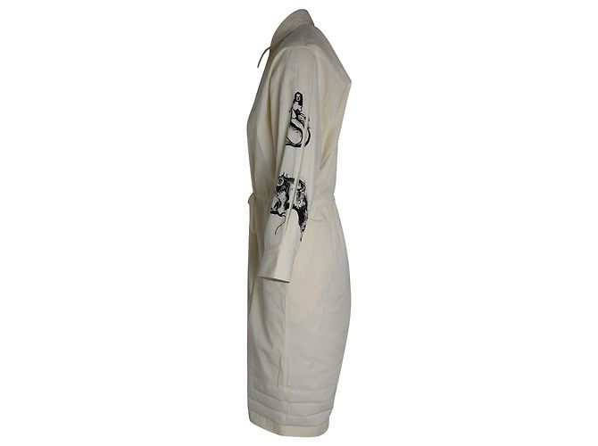 Mono Prada De Lona De Cambray Estampada En Algodón Blanco Crudo - vista 3