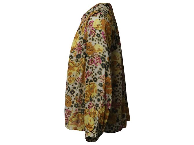 Ba&sh Doddy Bluse mit Blumendruck aus gelber Baumwolle - Ansicht 2