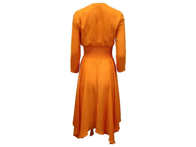 Maje Imprimee Asymmetrisches Midikleid aus orangefarbenem Polyester - Ansicht 3