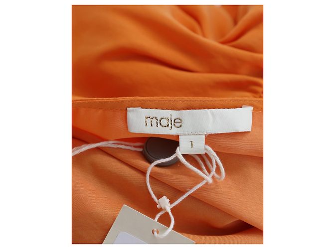 Maje Imprimee Asymmetrisches Midikleid aus orangefarbenem Polyester - Ansicht 4