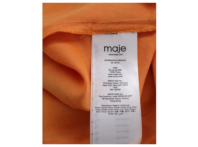 Maje Imprimee Asymmetrisches Midikleid aus orangefarbenem Polyester - Ansicht 5