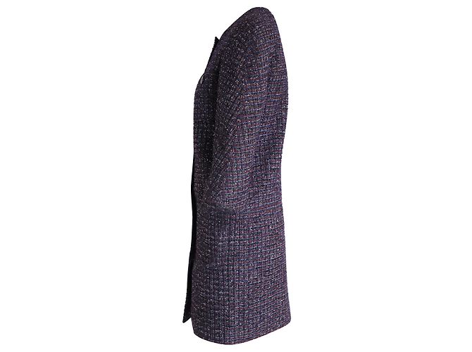 Timeless Lange Chanel-Abendjacke aus mehrfarbigem Polyester-Tweed Python drucken - Ansicht 2
