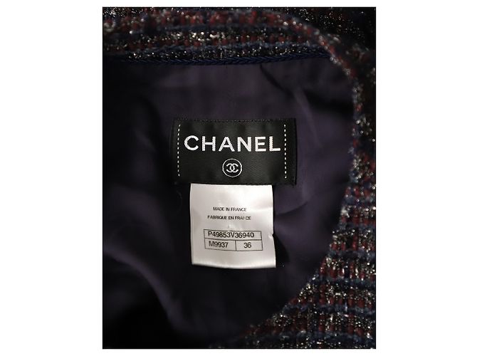 Timeless Lange Chanel-Abendjacke aus mehrfarbigem Polyester-Tweed Python drucken - Ansicht 4
