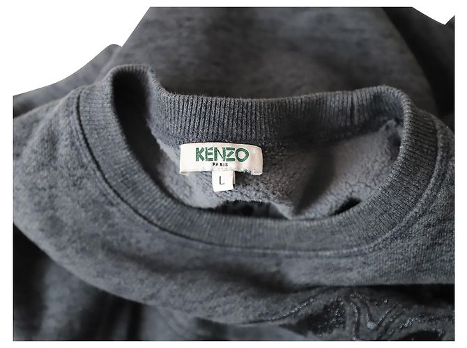 Kenzo Sudadera Melange con parte superior bordada en algodón gris - vista 4
