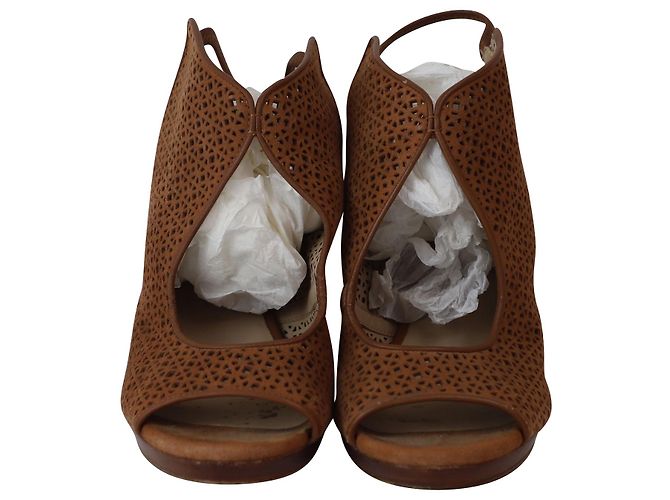 Sandali peep-toe con taglio laser Tory Burch in pelle marrone - vista 2