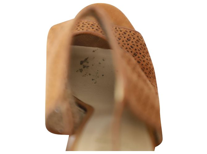 Sandali peep-toe con taglio laser Tory Burch in pelle marrone - vista 8