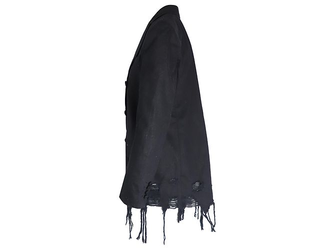Alexander Wang Blazer mit Distressed-Saum und gefütterten Brüsten aus schwarzer Baumwolle - Ansicht 2
