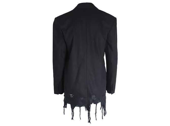 Alexander Wang Blazer mit Distressed-Saum und gefütterten Brüsten aus schwarzer Baumwolle - Ansicht 3