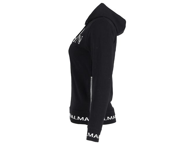 Sudadera con capucha y logo de Balmain en algodón negro - vista 2
