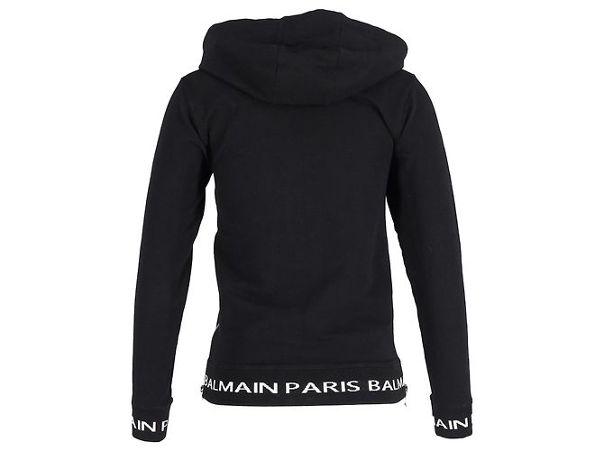 Sudadera con capucha y logo de Balmain en algodón negro - vista 3