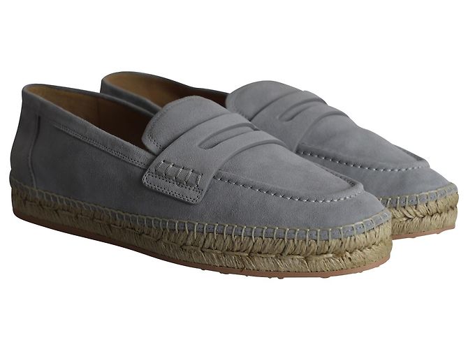 Mocassini Lido di Gianvito Rossi in camoscio Grigio - vista 3