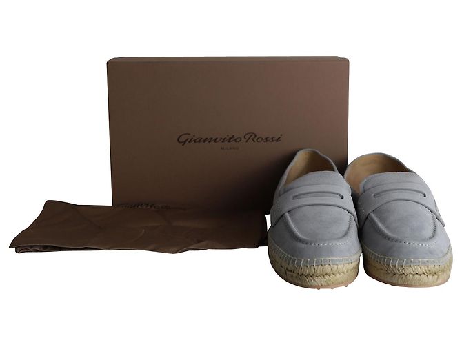 Mocassini Lido di Gianvito Rossi in camoscio Grigio - vista 8