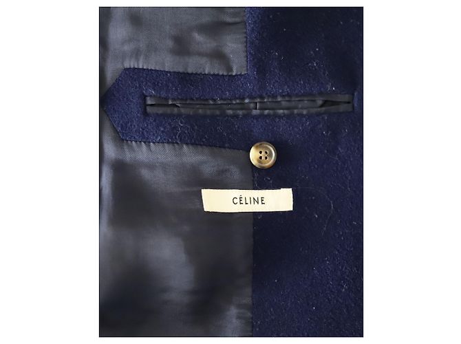 Céline Celine Open-Front Coat in Blue Wool Navy blue - view 4