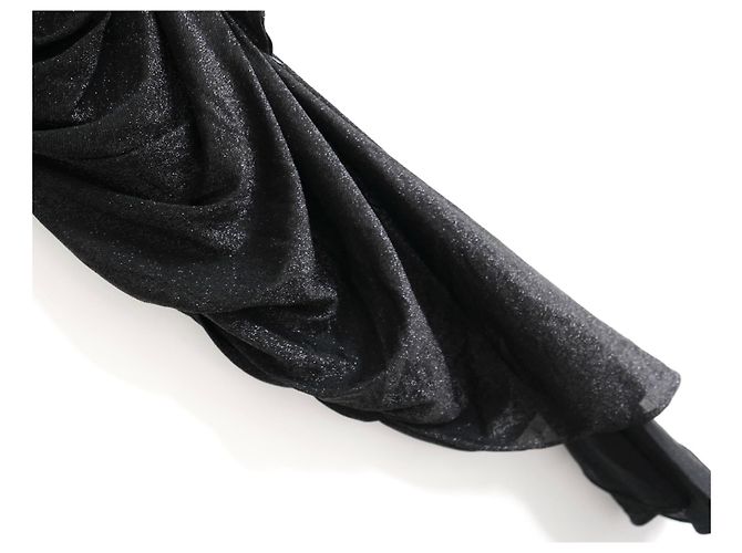 Just Cavalli Abito da sera con maniche ad angelo in lurex nero con volant - vista 4