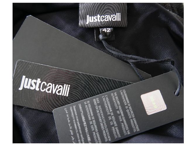 Just Cavalli Abito da sera con maniche ad angelo in lurex nero con volant - vista 5