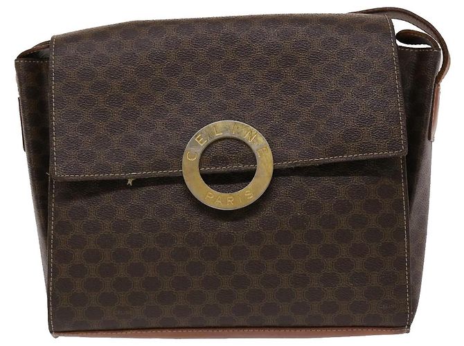 Céline CELINE Borsa a tracolla in tela Macadam in pelle PVC marrone Auth 49113 - vista 13