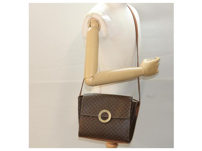 Céline CELINE Borsa a tracolla in tela Macadam in pelle PVC marrone Auth 49113 - vista 25