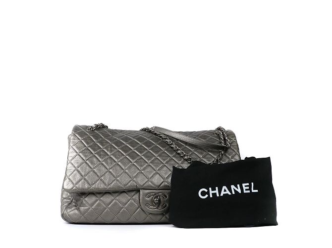 Chanel - Large gray leather XXL Timeless bag Grey - view 11