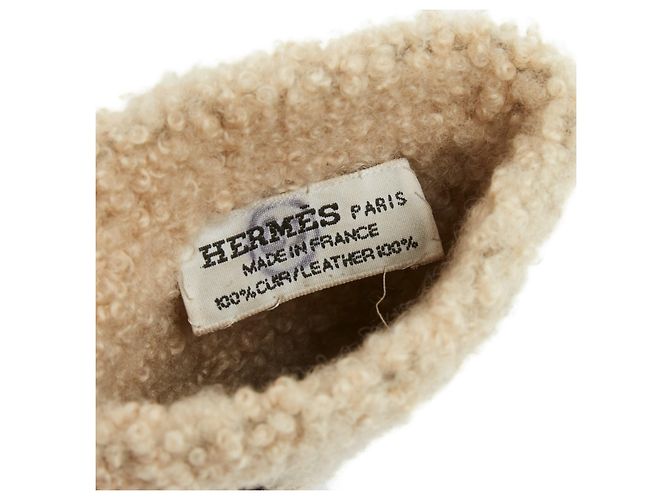 Hermès Fäustlinge aus Lammfell6.5 FINGERLOSE HANDSCHUHE Dunkelbraun - Ansicht 3