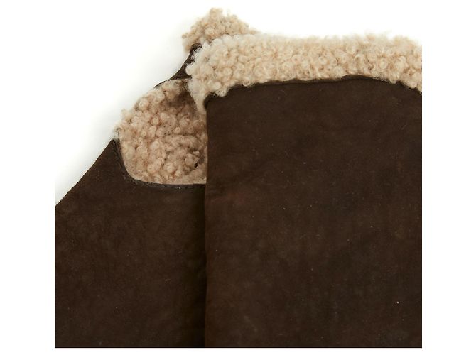 Hermès Fäustlinge aus Lammfell6.5 FINGERLOSE HANDSCHUHE Dunkelbraun - Ansicht 4