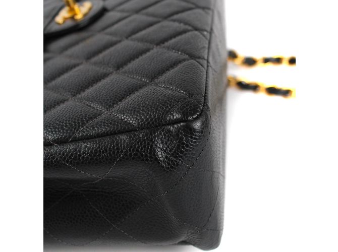 Chanel - Maxi jumbo Timeless bag in grained leather Black - view 7