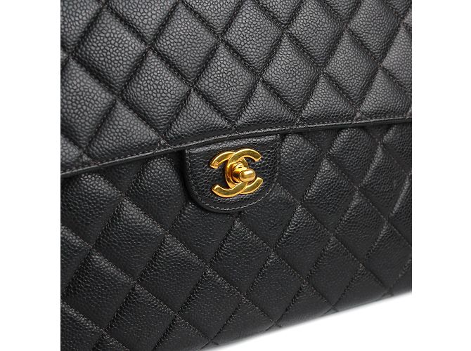 Chanel - Maxi jumbo Timeless bag in grained leather Black - view 8