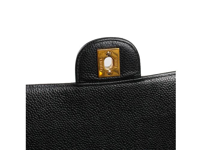 Chanel - Maxi jumbo Timeless bag in grained leather Black - view 9