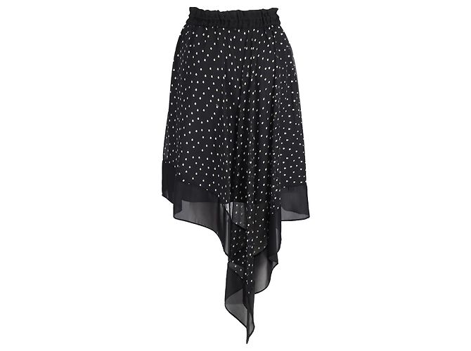 Falda asimétrica Sacai con estampado de lunares en poliéster negro - vista 2