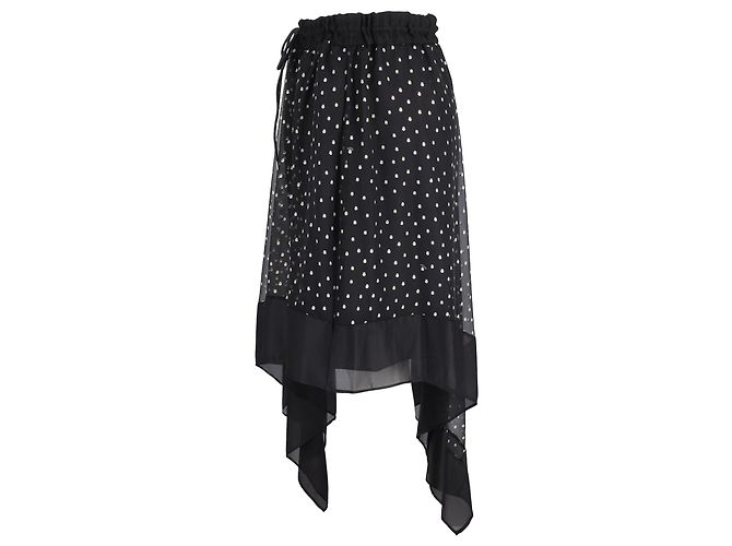 Falda asimétrica Sacai con estampado de lunares en poliéster negro - vista 3