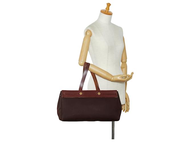 Hermès Hermes Brown Herbag Cabas MM Marrone Marrone scuro - vista 17
