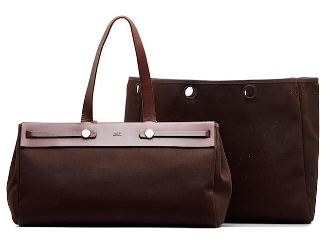 Hermès Hermes Brown Herbag Cabas MM Marrone Marrone scuro - vista 18