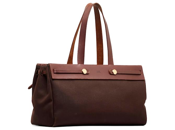 Hermès Hermes Brown Herbag Cabas MM Marrone Marrone scuro - vista 2