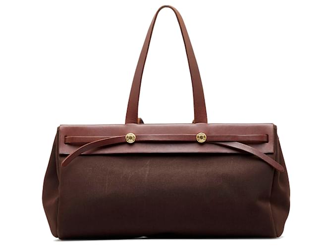 Hermès Hermes Brown Herbag Cabas MM Marrone Marrone scuro - vista 3