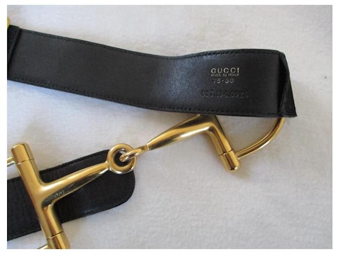 Gucci Schwarzer Ledergürtel + Gebiss, 75/80. - Ansicht 2