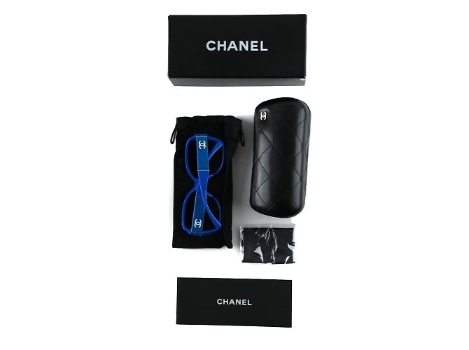 CHANEL Occhiali da sole T.  plastica Blu - vista 8