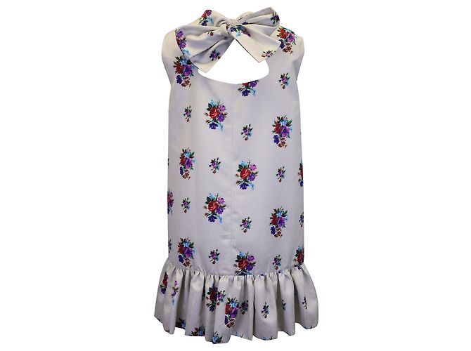 MSGM Rüschen-Blumen-Minikleid aus weißem Polyester Python drucken - Ansicht 3