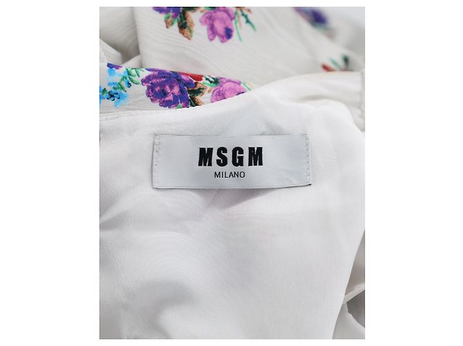 MSGM Rüschen-Blumen-Minikleid aus weißem Polyester Python drucken - Ansicht 5