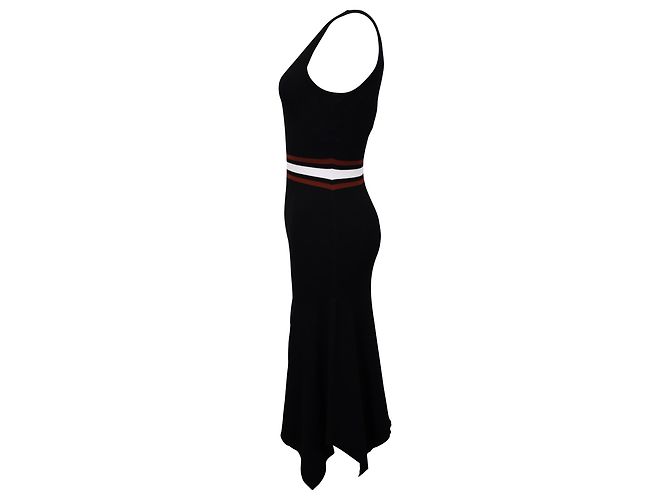 A.L.C BEIM.l.C. Anders Taschentuchsaum-Strick-Midikleid aus schwarzer Viskose - Ansicht 2