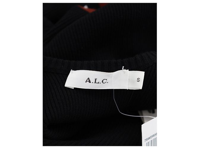 A.L.C BEIM.l.C. Anders Taschentuchsaum-Strick-Midikleid aus schwarzer Viskose - Ansicht 4