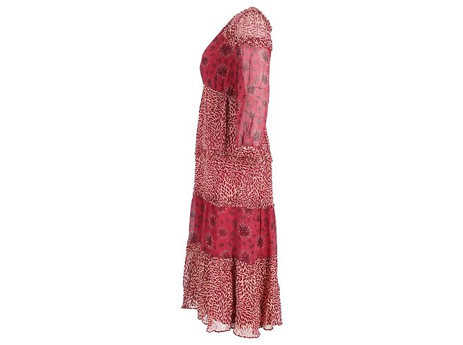Vestido midi con estampado mixto Gypsie de viscosa burdeos de Ba&sh Roja - vista 2