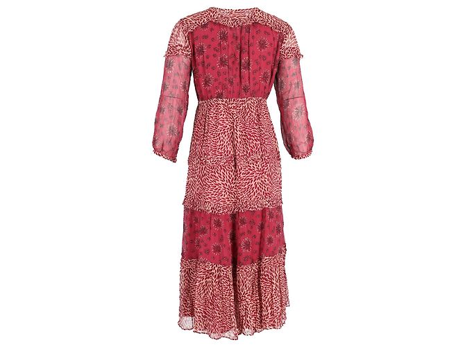 Vestido midi con estampado mixto Gypsie de viscosa burdeos de Ba&sh Roja - vista 3