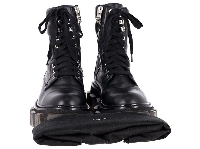 Anfibi Amiri in Pelle Nera - vista 7