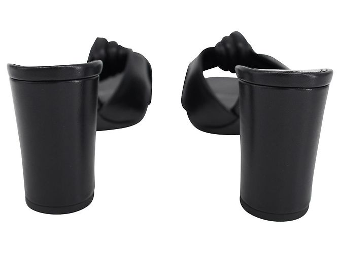 Saint Laurent Bianca Knotted Mules in Black Lambskin Leather - view 3