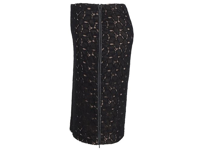 Diane Von Furstenberg Clover Spitzen-Bleistiftrock aus schwarzem Polyester - Ansicht 2