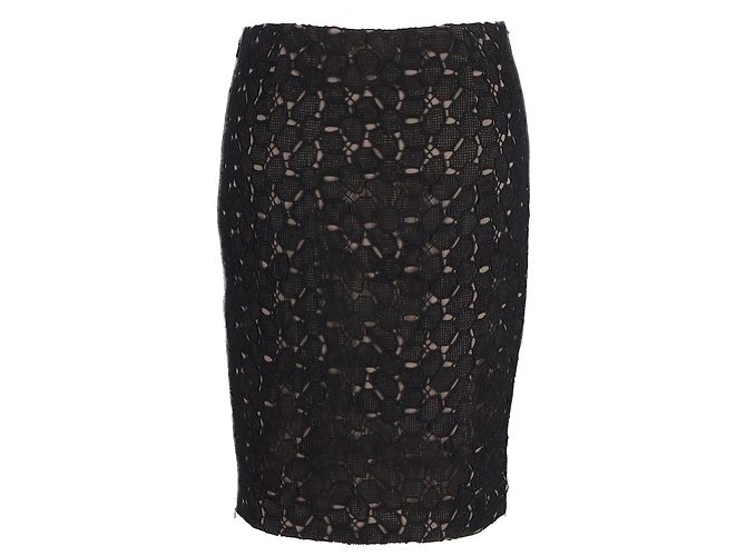 Diane Von Furstenberg Clover Spitzen-Bleistiftrock aus schwarzem Polyester - Ansicht 3
