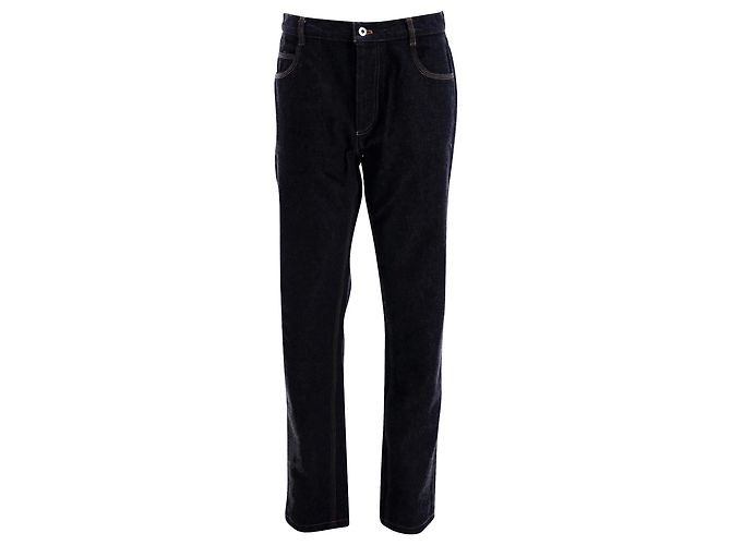 Jeans Bottega Veneta a gamba dritta in cotone blu navy - vista 3