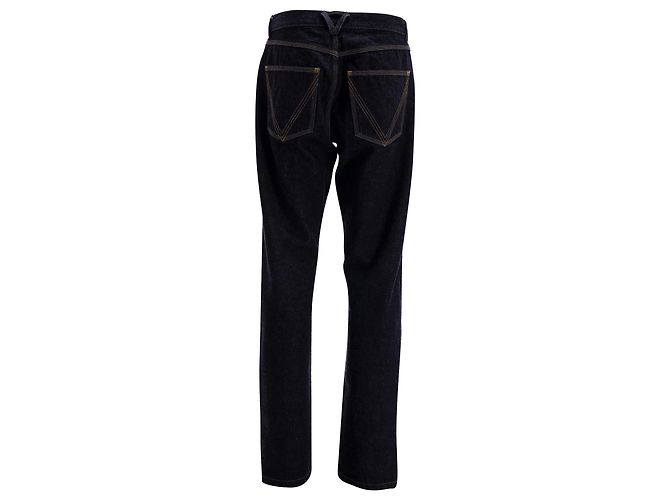 Jeans Bottega Veneta a gamba dritta in cotone blu navy - vista 5