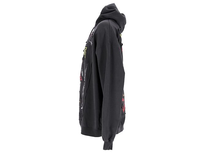 Vêtements Vetements J'adore Hardcore Sweat à capuche imprimé en coton noir - vue 2