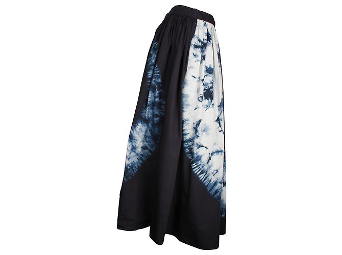 Falda midi Christian Dior Tie-Dye de algodón azul marino - vista 2